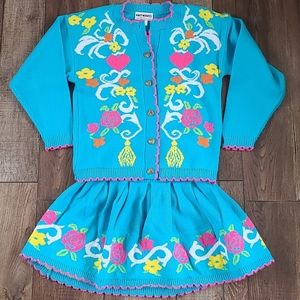 Vintage Knitwaves Girls Sweater and Skirt